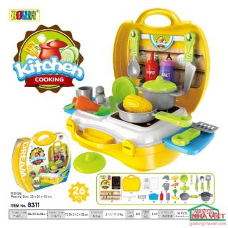 Vali bộ đồ chơi nấu ăn dụng cụ nhà bếp Bowa Kitchen Cooking 8311