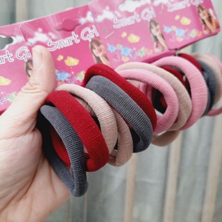 Vỉ 4 thun cột tóc mềm mịn màu nhu (bản 1cm,thun rộng 5cm)