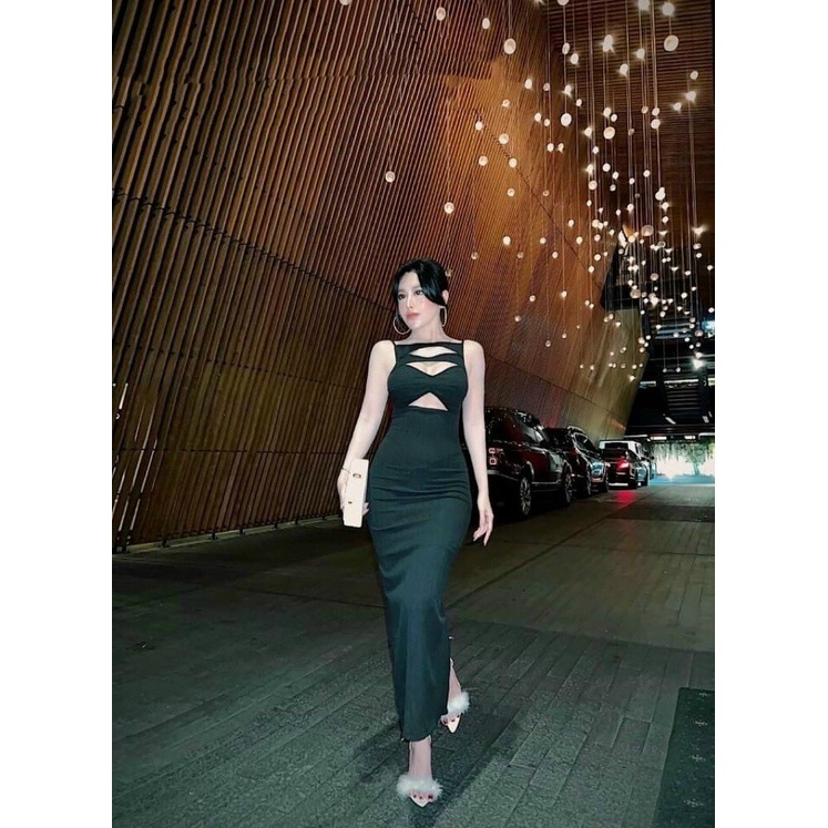 đầm dáng ba lỗ khoét ngực 3 khoét ngực sexy chất thun gân