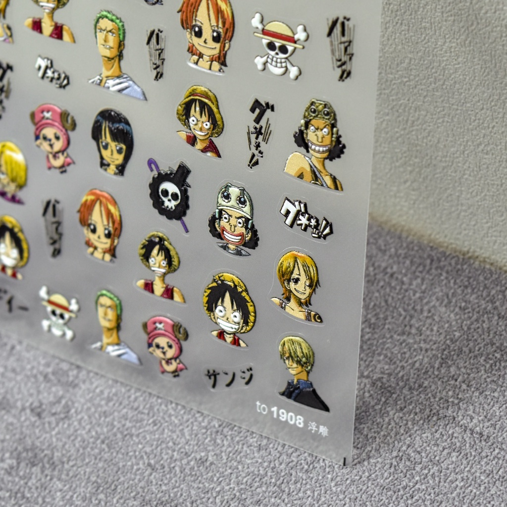 Set 1905 Miếng Dán Móng Tay Dập Nổi Họa Tiết Hoạt Hình One Piece