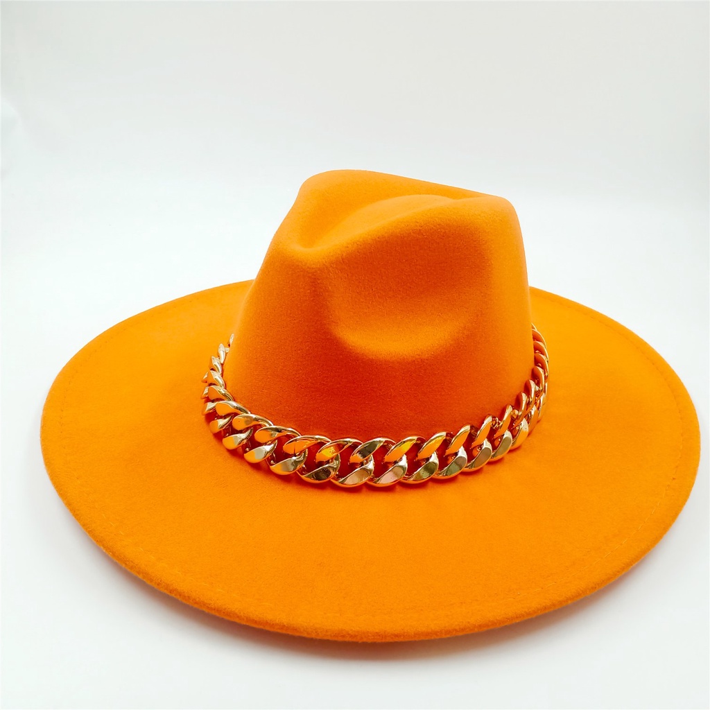 ♗Mũ fedora Đính Dây Xích 9.5Cm Có Thể Điều Chỉnh Kích Cỡ Phong Cách hip hop