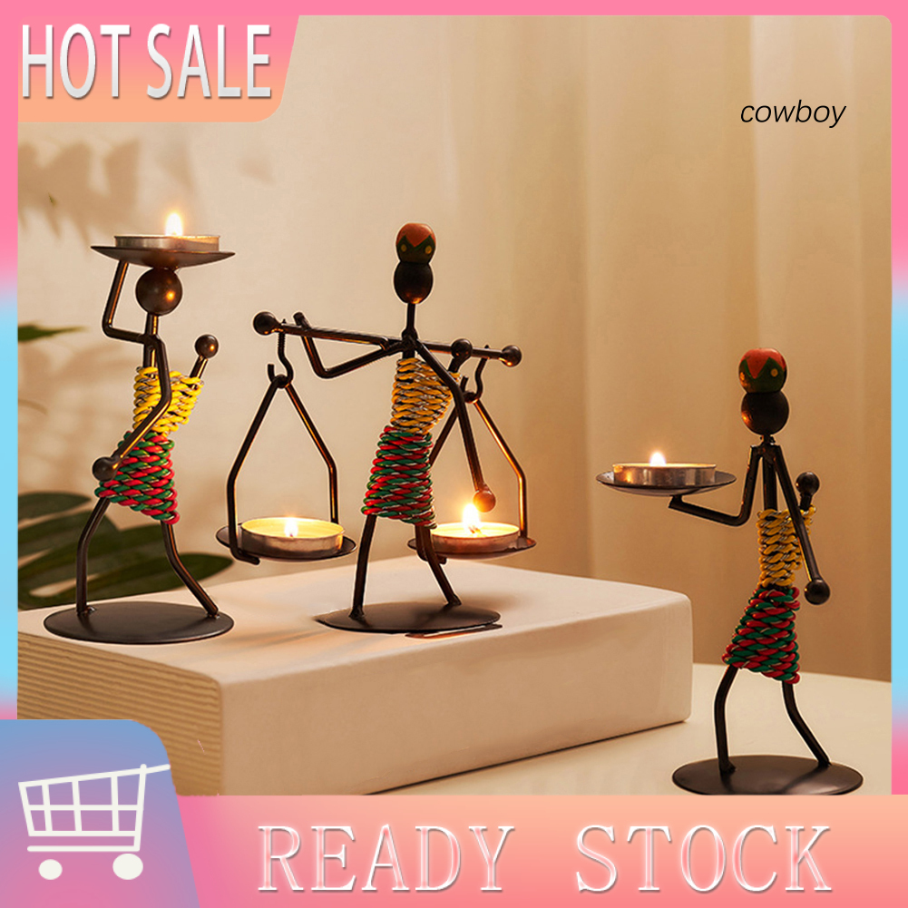 COW|Nordic Candlestick Abstract Iron Men Candle Holder Home Bar Restaurant Decor