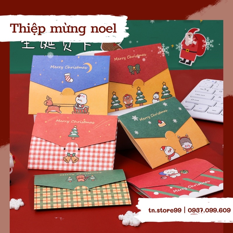 THIỆP MỪNG GIÁNG SINH, NOEL HOẠ TIẾT HOẠT HÌNH GẤP GỌN