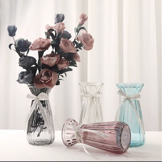 Lọ hoa thuỷ tinh trang trí tặng ruy băng decor