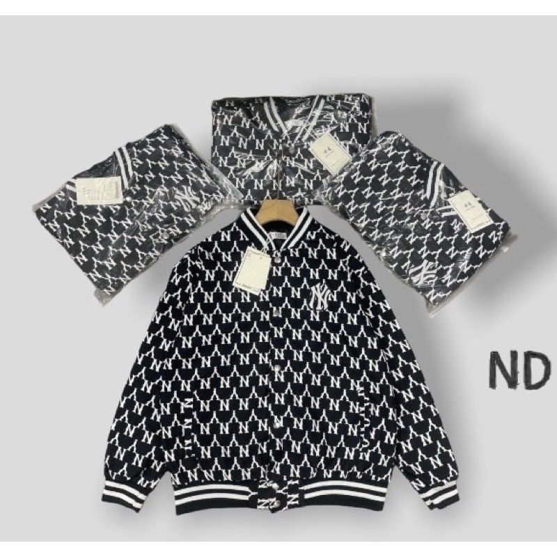 Áo khoác cổ bomber có hoạ tiết NY phong cách giới trẻ, Áo khoác thu đông có khoá kéo thời trang giới trẻ btshop m-xxl