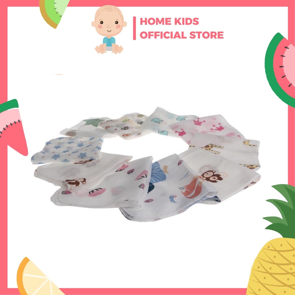 Set 10 Khăn Sữa Sợi Tre Aden Tthấm Hút Tốt An Toàn Cho Bé Sơ Sinh