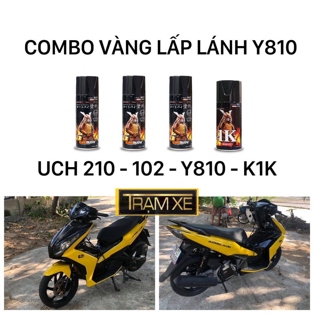 COMBO SƠN SAMURAI MÀU VÀNG LẤP LÁNH Y810 CÓ ÁNH KIM MỊN GỒM 4 CHAI SƠN ĐỦ QUY TRÌNH