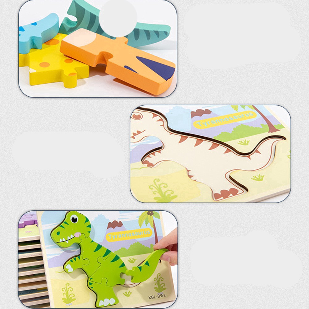 Kids 3D Dinosaur Hand Grasping Jigsaw Early Learning Educational Toys 120PCS Cartoon Intellectual Development Puzzle Toy