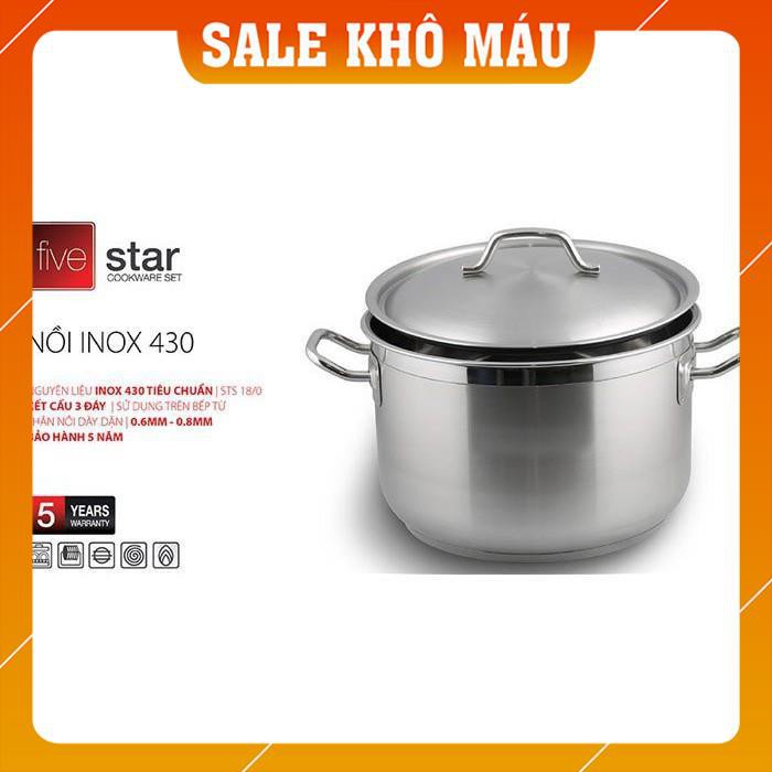 [ HÀNG CHÍNH HÃNG ] Nồi inox Fivestar 3 đáy 28- 30cm -vung inox dùng cho mọi loại bếp-nồi đun bếp từ-giá rẻ-bh 5 năm