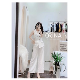 Set áo cổ vest sát nách nơ lưng+quần suông nữa ORINA - Hàng loại 1, chất đẹp - Gía tốt - 100% ảnh Orina tự chụp
