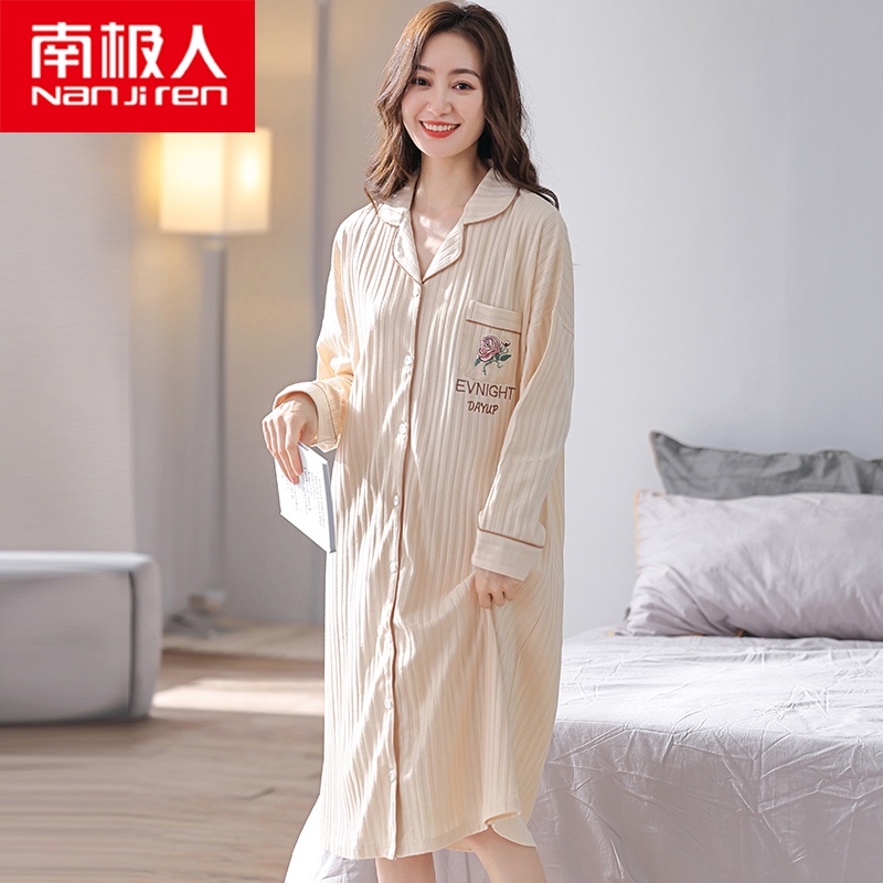 Đầm Ngủ Cotton Tay Dài Thời Trang Xuân Thu Dành Cho Nữ 2021 | BigBuy360 - bigbuy360.vn