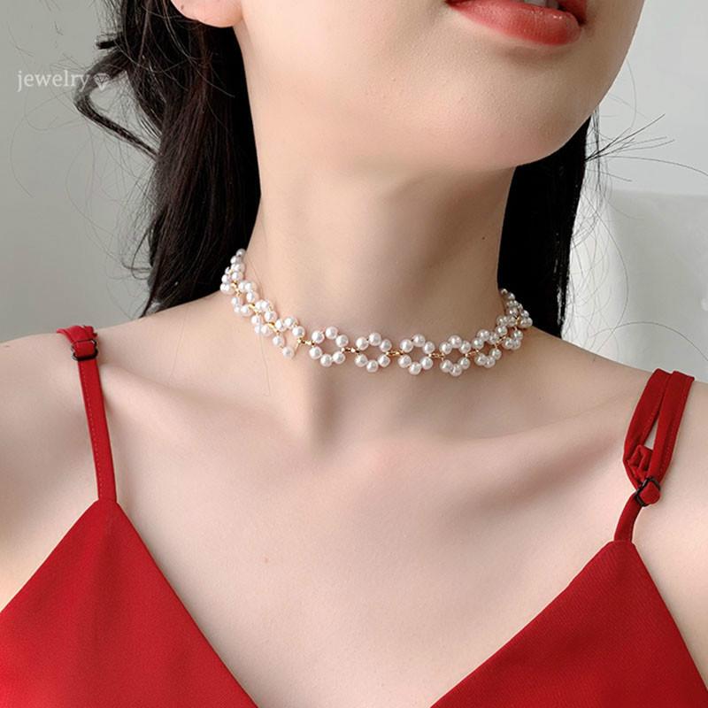 Vòng Cổ Choker Đính Ngọc Trai Độc Đáo Thời Trang Cho Nữ