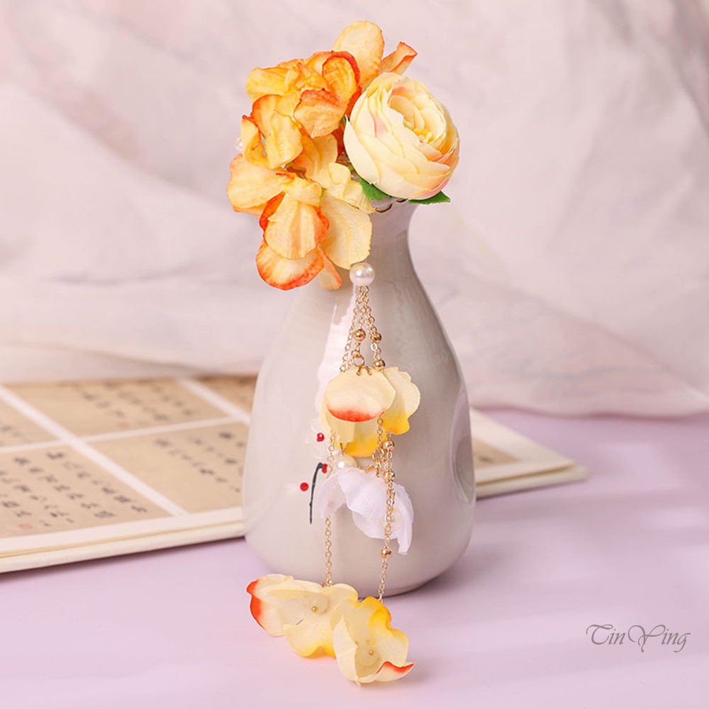 GETNOIVAS Trâm Cài Tóc Đính Hoa Và Tua Rua Phong Cách Trung Hoa Thời Trang