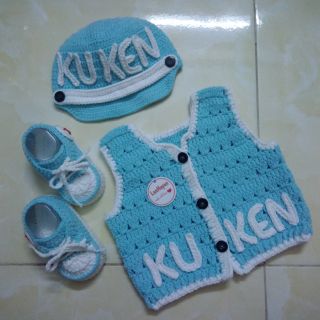 Nón giày áo ghile đồ len handmade cho bé trai