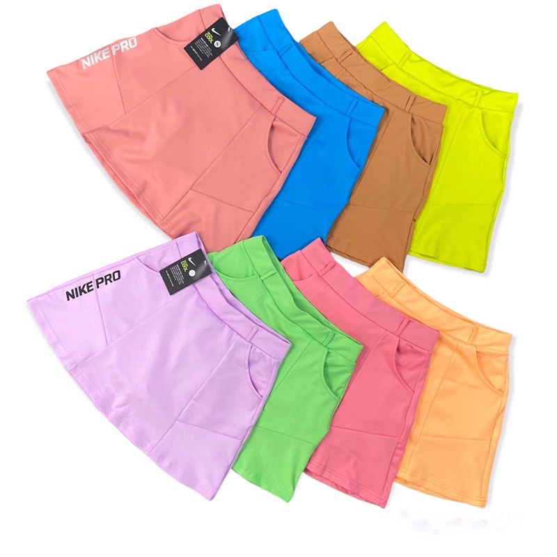Váy tennis 2 lớp chữ A phối 2 túi thể thao tập gym yoga vải poly 2 da siêu cấp màu pastel