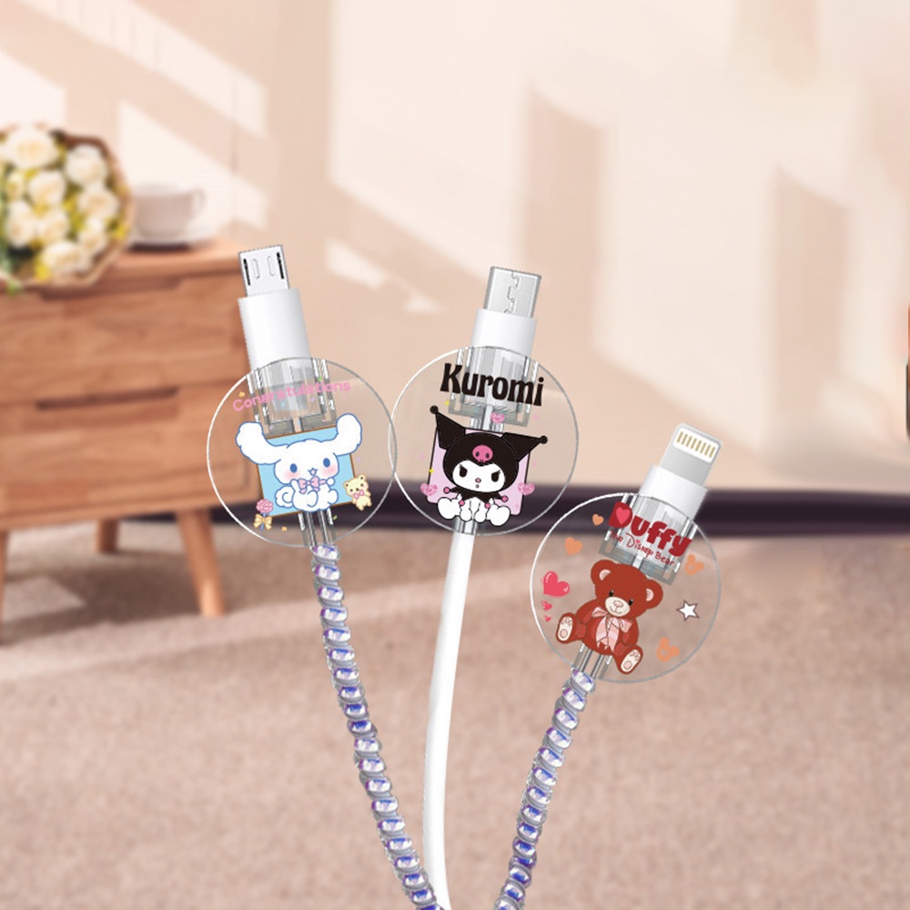 1 Phụ Kiện Bảo Vệ Dây Cáp Sạc Qipin Hình Tròn Trong Suốt Tiện Dụng