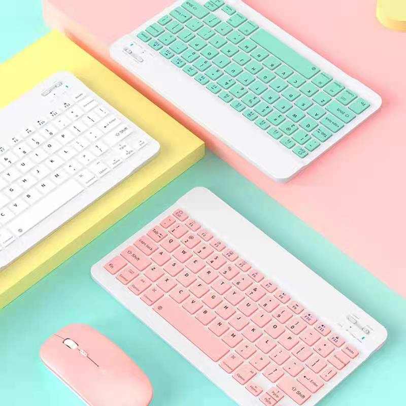 Bộ Bàn Phím Và Chuột Bluetooth Không Dây 10 Inch 78 Phím Siêu Mỏng 1600dpi Cho Điện Thoại Android / Máy Tính Bảng / Laptop