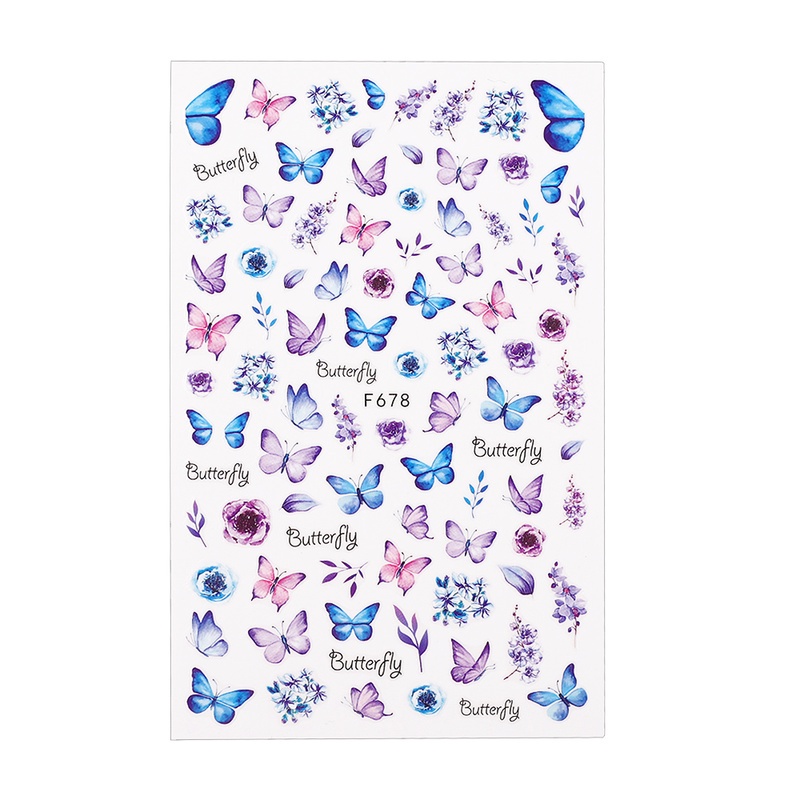 [Hàng mới về] Tờ miếng dán trang trí móng tay họa tiết hoa hồng và bướm diy