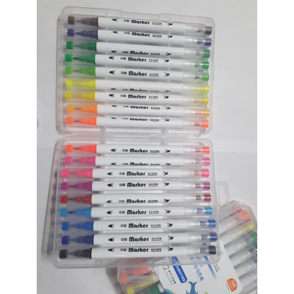 Bút dạ marker 2 đầu nhiều màu 12/18/24 màu No.708