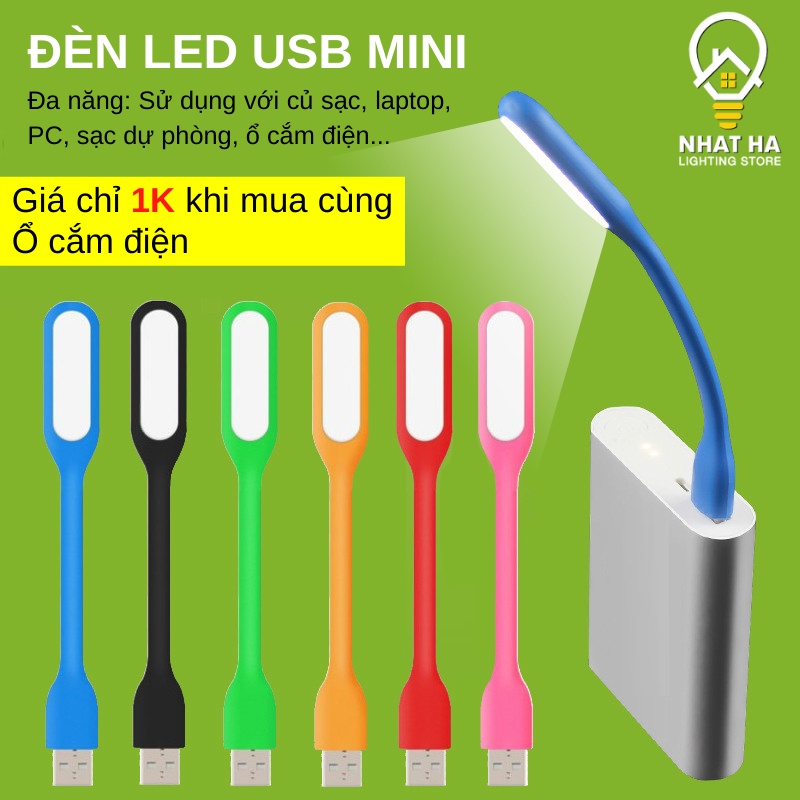 Đèn Led USB mini siêu sáng Nhật Hạ cắm vào laptop PC Sạc dự phòng Củ sạc làm Đèn ngủ - Giao Màu Ngẫu Nhiên