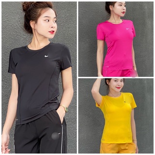 Áo Tập Gym Yoga Nữ NK Logo Thêu Chất Thun Lạnh Mịn Đẹp Co Giãn Tốt