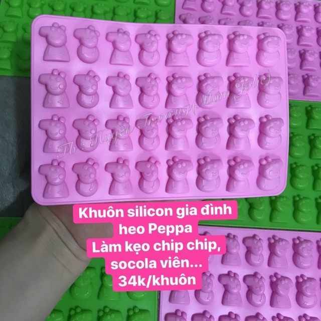 Khuôn silicon đổ kẹo dẻo chip chip hình heo Peppa Pig 32 viên, rau câu, socola mini