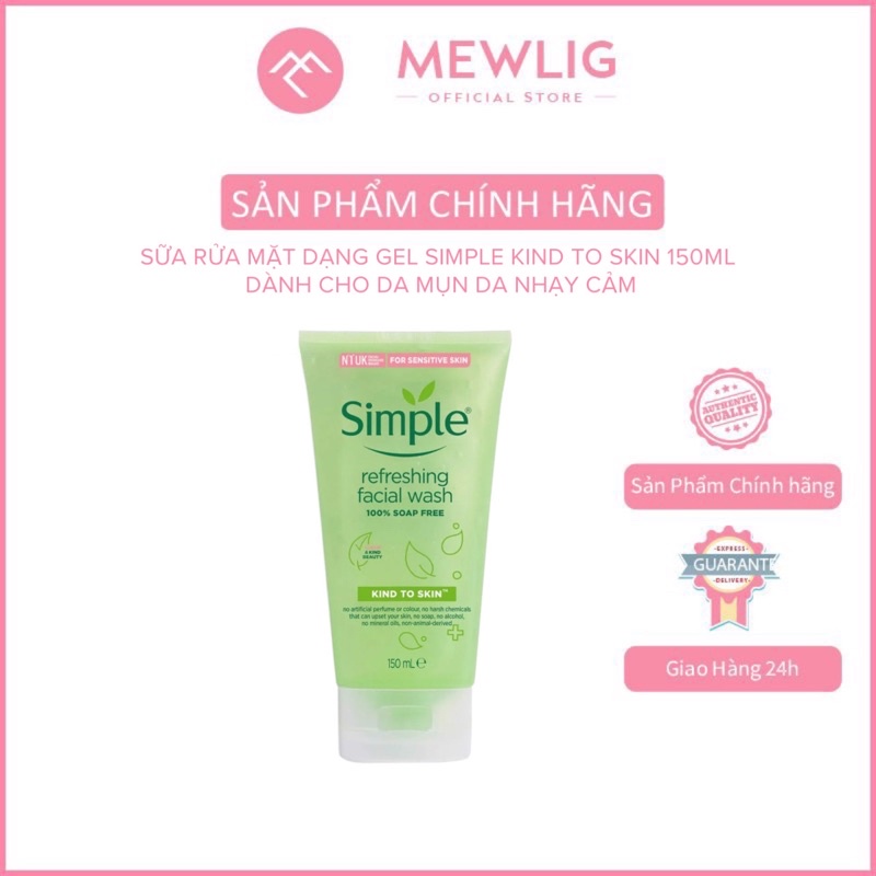 Sữa Rửa Mặt Dạng Gel Simple Dành Cho Da Nhạy Cảm 150ml