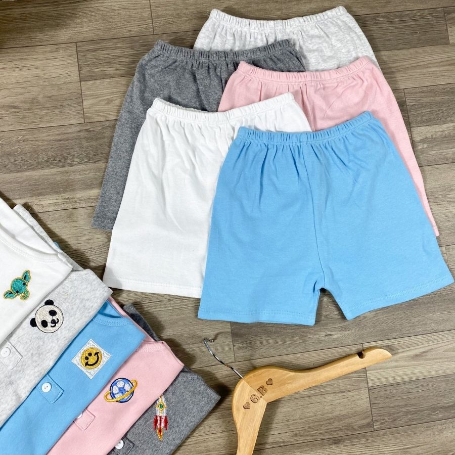 Bộ Cotton Ba Lỗ Cho Bé Trai Bé Gái 8-19kg -BL-TR04 Thêu  Ngực Chất Vải Thoáng Mát