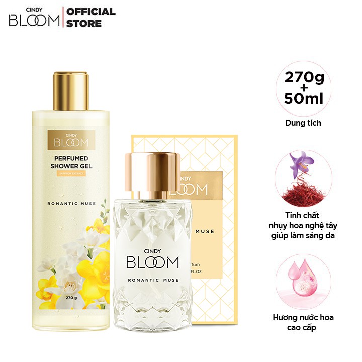 Combo Sữa Tắm Nước Hoa 270g & Nước Hoa 50ml Cindy Bloom Romantic Muse | Thế Giới Skin Care