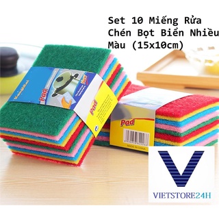Set 10 miếng rửa chén bọt biển nhiều màu