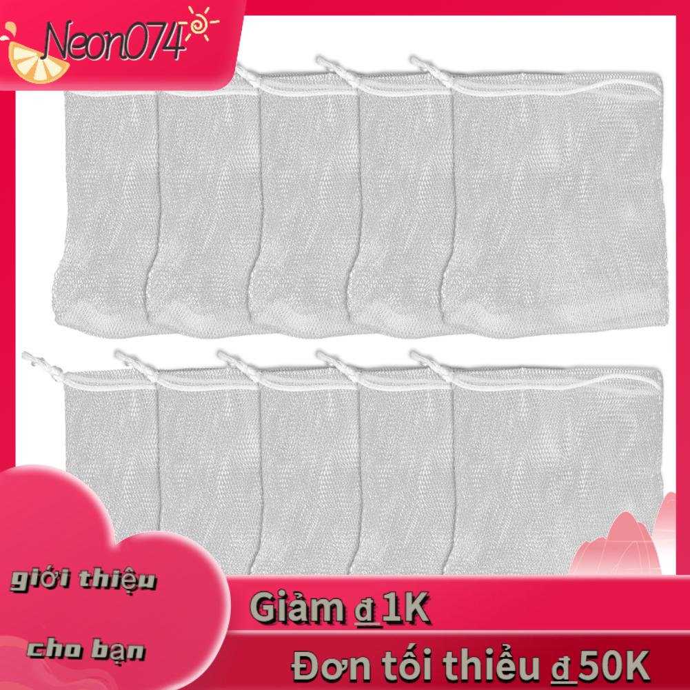 Neon074 10 cái Túi Xà Phòng Bong Bóng Lưới Du Lịch Tạo Bọt Di Động Tiết Kiệm Có Dây Rút