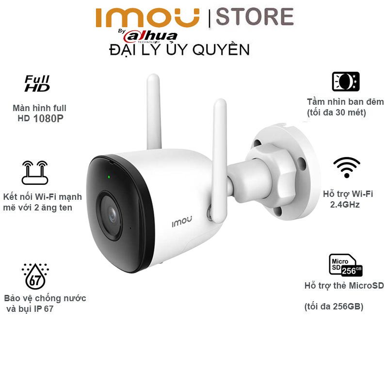 Camera Wifi Imou F22P , F22FP 1080P Ngoài trời , Có màu Full HD ,Tích hợp mic dùng để thu âm,Phát hiện con người - BH 24