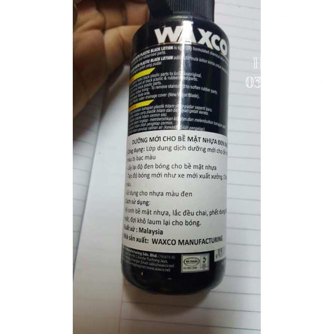 [Giảm giá]  Dung dịch phục hồi làm mới nhựa đen Waxco mới 2020