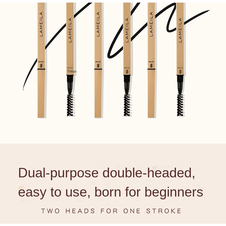 Bút Chì Kẻ Lông Mày Hai Đầu Hình Tam Giác Màu Vàng Siêu Mỏng Chống Thấm Nước Và Mồ Hôi Lâu Trôi Không Bị Nhòe