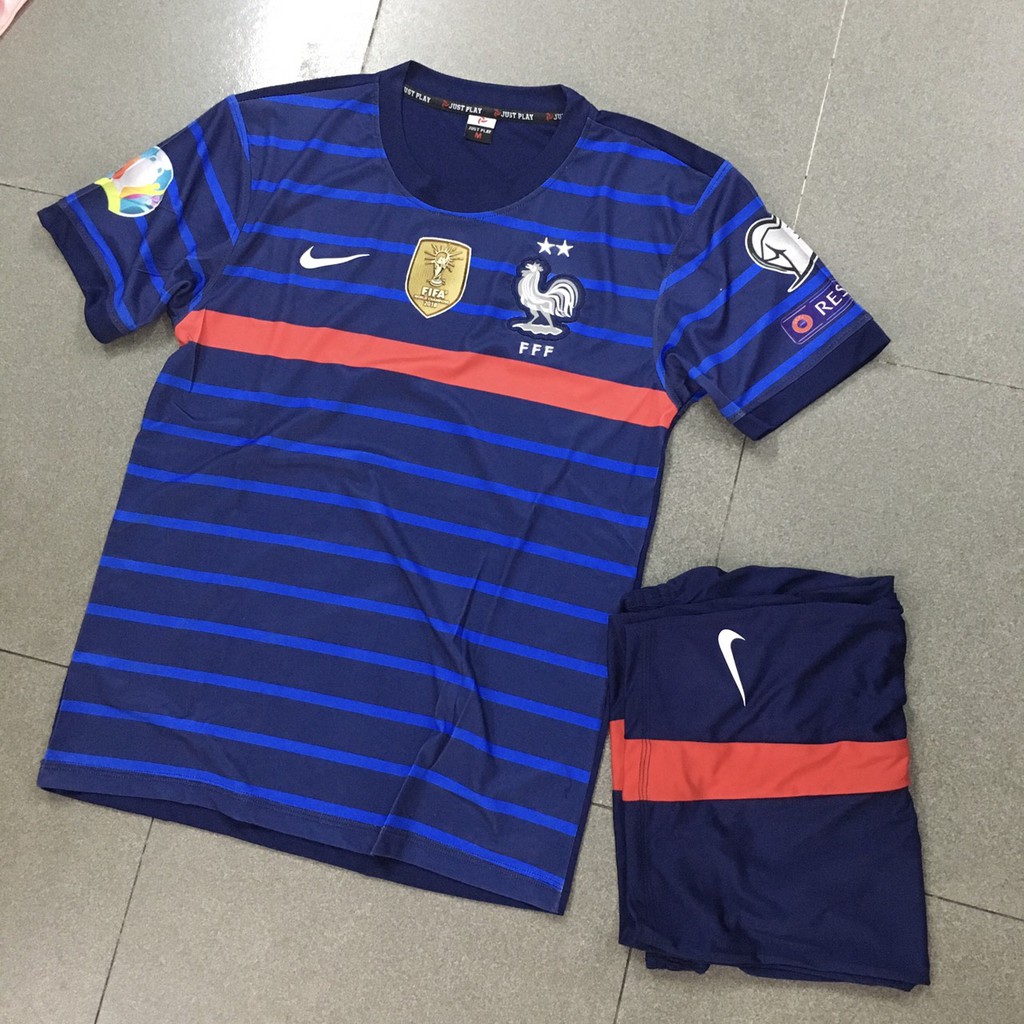 Bộ quần áo đá banh tuyển Pháp Euro2020 Xanh FLG
