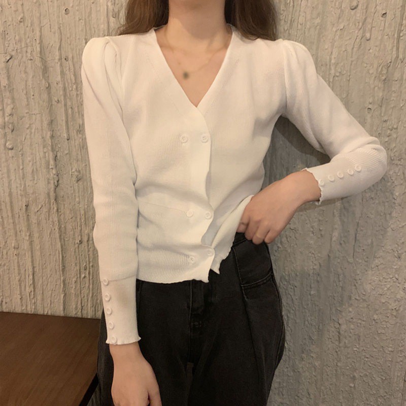 Áo Khoác Cardigan Dệt Kim Dáng Rộng Cổ Chữ V Thời Trang Thu Đông Cho Nữ