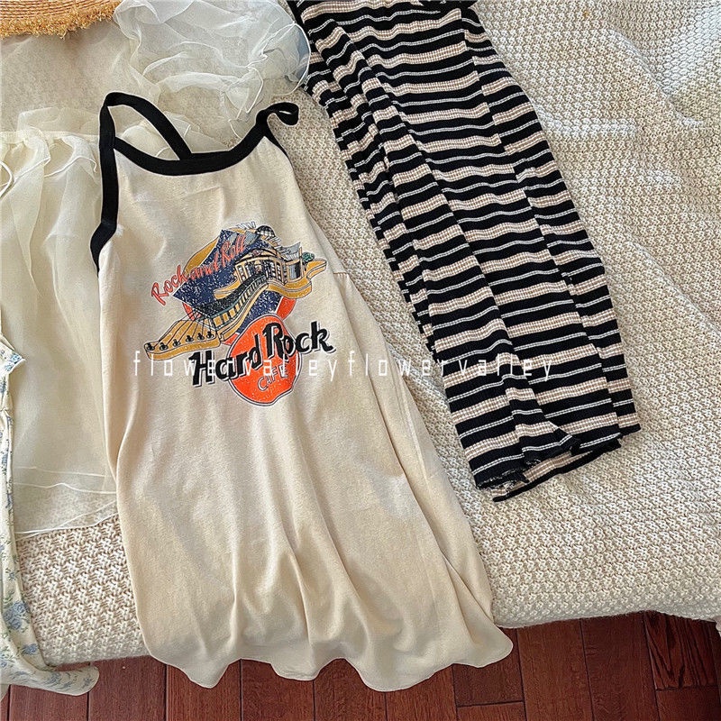 Đầm Mùa Hè 5 Món Gồm Áo Thun Tay Cộc In Họa Tiết Hoa Có Dây Đeo Hợp Thời Trang Cho Bé Gái