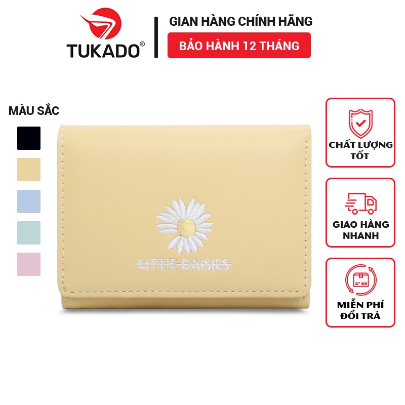 Ví Nữ Mini Cầm Tay TAILIAN Little Daisies Gập 2 Nhỏ Gọn Logo Hoa Thêu Dễ Thương Da Mềm Đẹp Giá Rẻ TL10 - Tukado