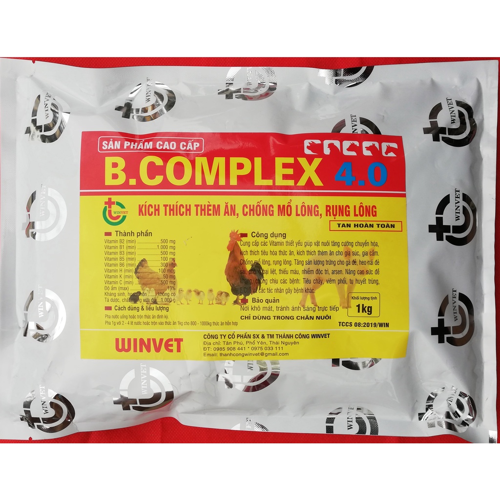 1kg B.COMPLEX 4.0 Kích thích thèm ăn, chống mổ lông, rụng lông