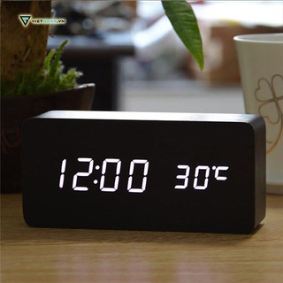 Đồng hồ gỗ led để bàn