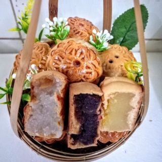 30 bánh nướng mini 35g nhân đậu xanh dừa môn mè đen