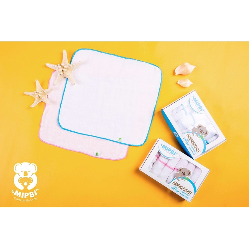 Khăn sữa xô cotton hộp Mipbi 3 lớp - 4 lớp