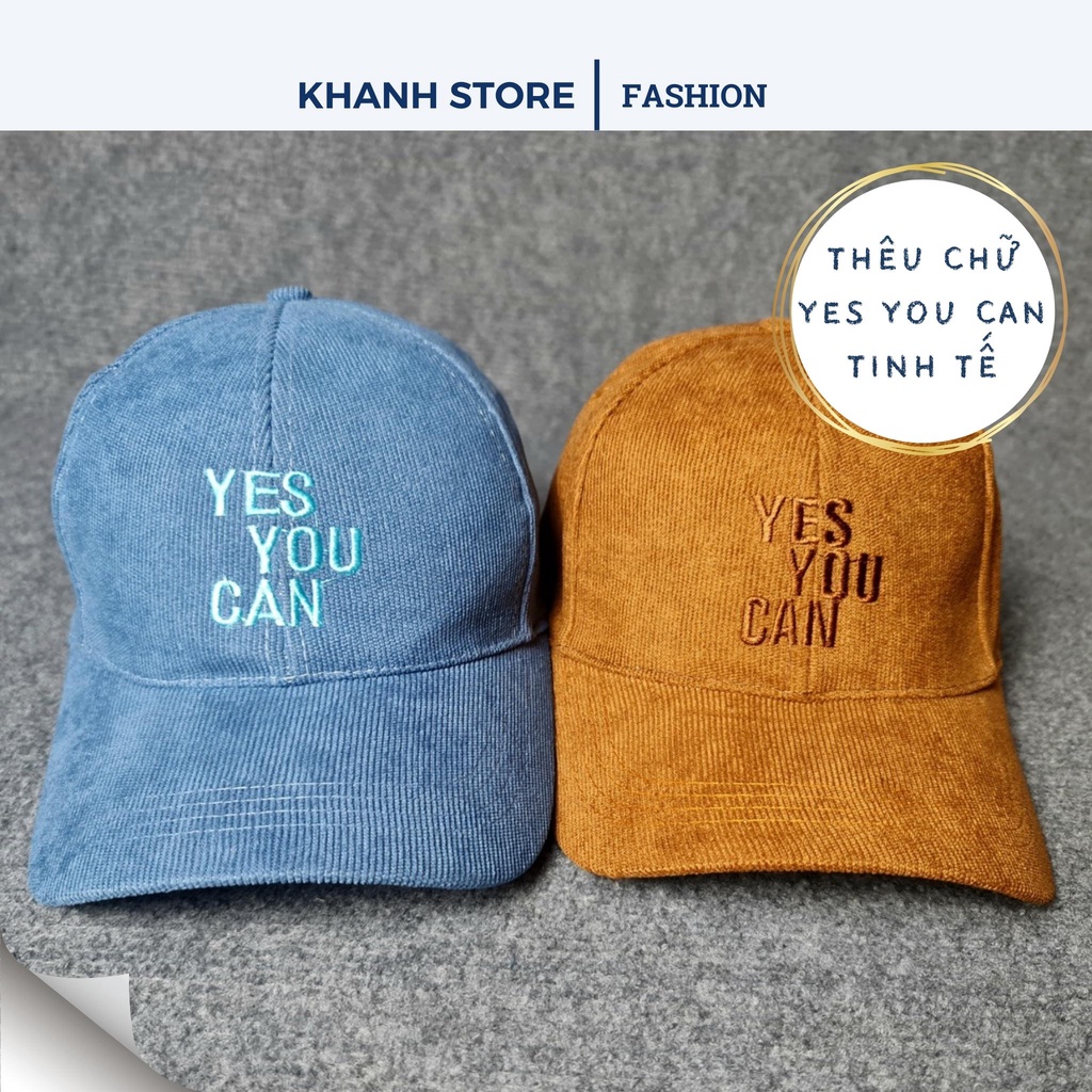 Nón kết, mũ lưỡi trai thêu chữ YES YOU CAN phong cách ulzzang form unisex