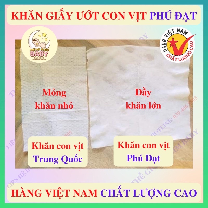 [Tặng thùng] 10 gói khăn giấy ướt Phú Đạt ko mùi, ko hóa chất,tặng kèm thùng nhựa siêu dễ thương/an toàn cho da bé