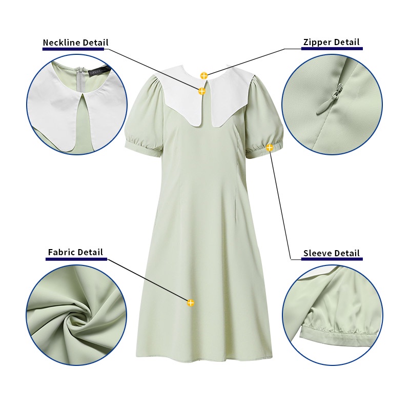 Đầm mini Zanzea tay phồng có khóa kéo phía sau phong cách Hàn Quốc thời trang cho nữ