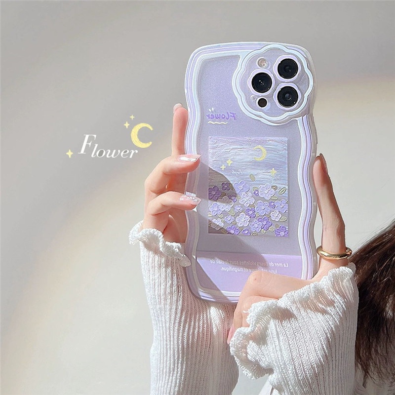 Ốp Điện Thoại TPU Mềm Chống Rơi Hình Tranh Sơn Dầu Có Dây Đeo Thời Trang Cho IPhone 13 12 11 Pro Max X XS XR 8 7 Plus
