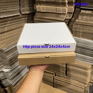 Hộp carton đựng bánh pizza size 24x24x4cm