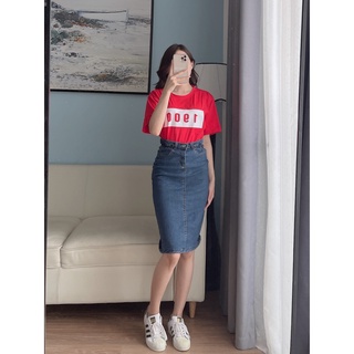 Chân váy jeans cạp chun