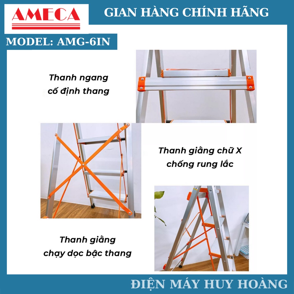 Thang ghế, thang nhôm gấp gọn AMECA 6 bậc - AMECA 6IN