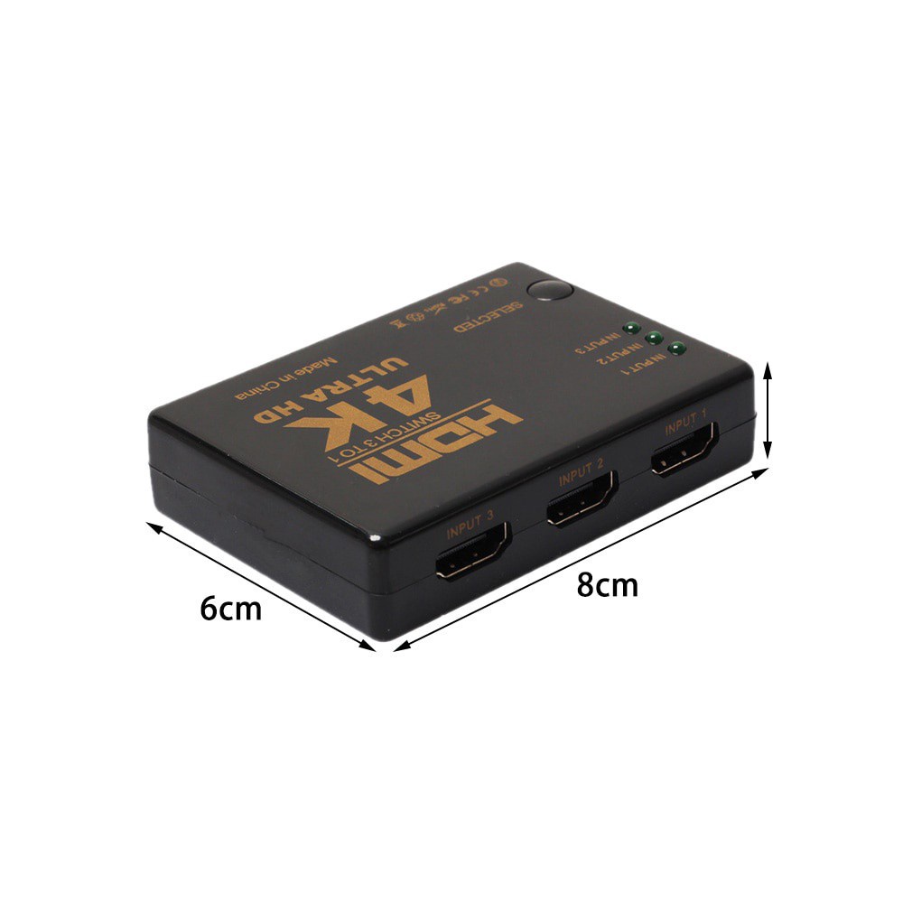 Đầu chia cáp 3 đầu vào 1 đầu ra HDMI Hub 4K 2K 3x1 chuyển đổi video HD 1080P cho Xbox PS4 DVD HDTV PC Laptop TV